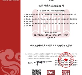 环境管理体系认证证书,阻燃板厂家